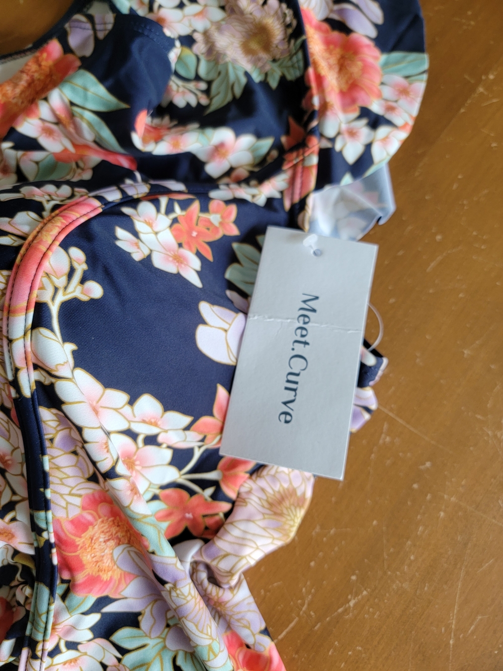 Floral One-Piece Zip Front Swimsuit - Navy with Floral Pattern Size 4X NWT - Picture 10 of 11